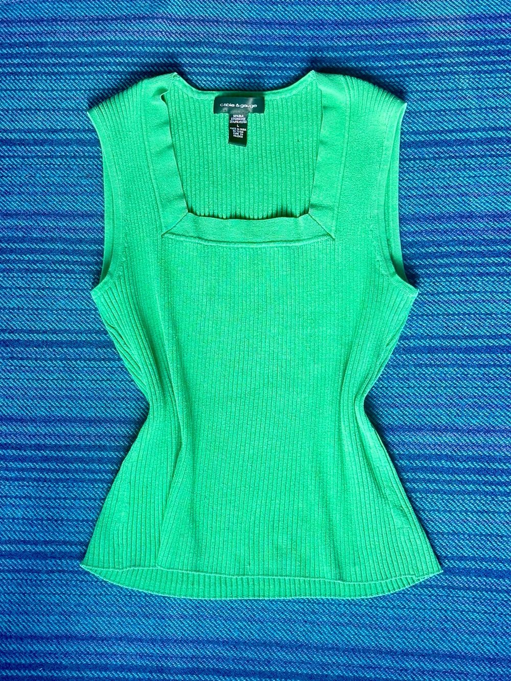 Vintage Green Silk Ribbed Sleeveless Top